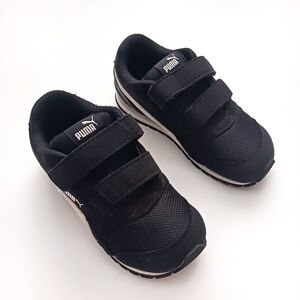 Puma ST Runner V2 Mesh Sneakers Soft Foam Velcro Shoes Boys Size 9 Black White